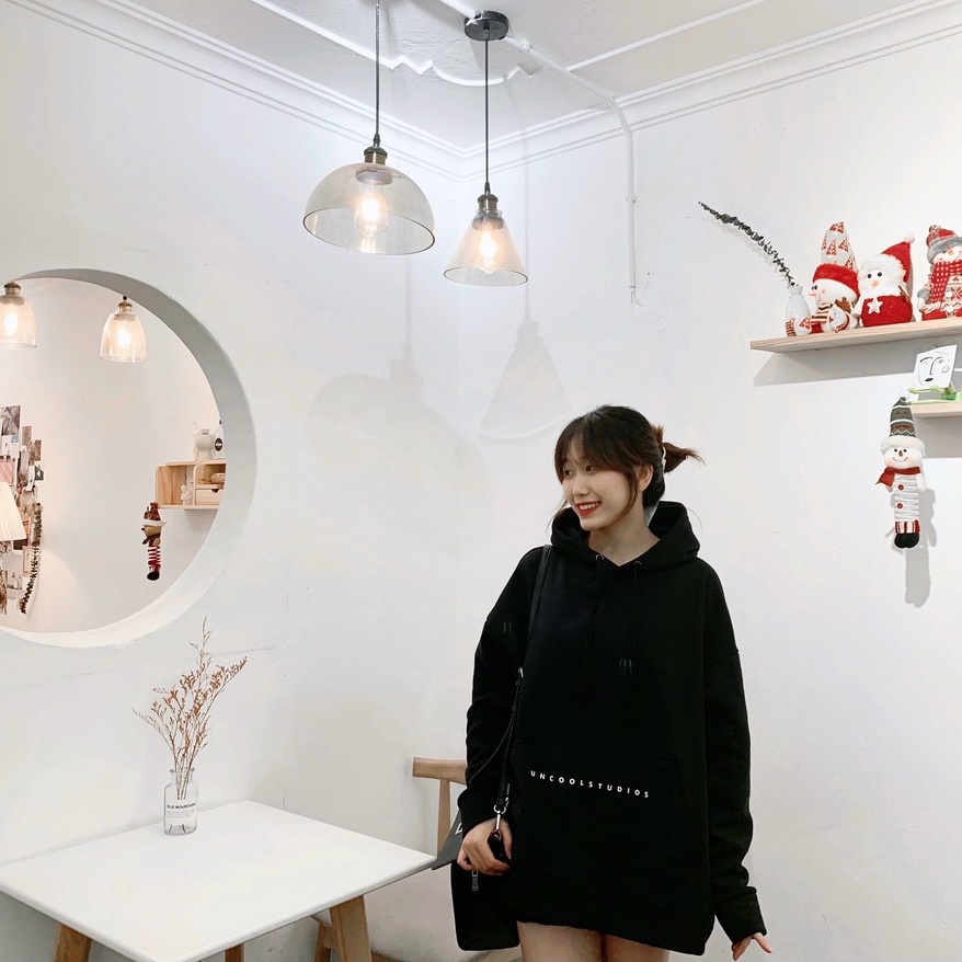 Áo hoodie nỉ bông DEUNCOOL BASIC ver 1.0 - Màu Black - 100% cotton mềm mịn cho nam nữ - ẢNH THẬT