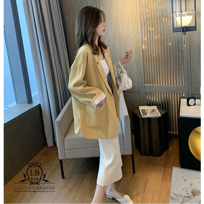 Áo vest blazer nữ dáng basic trơn dài tay hai cúc thời trang hè thu công sở tiểu thư sang chảnh ulzzang Hàn Quốc