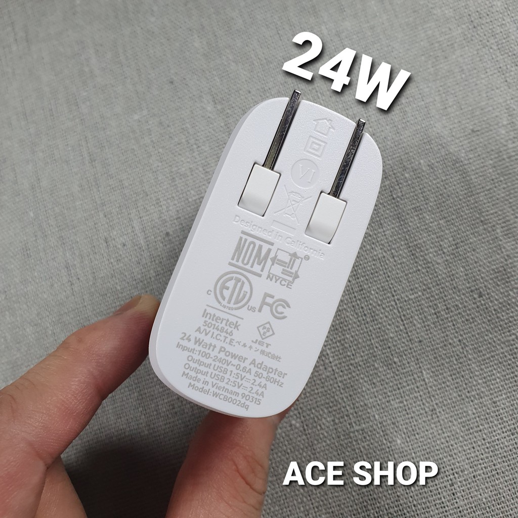 Combo Belkin củ sạc 24W + cáp lightningchính hãng , có chứng chỉ Mfi của Apple