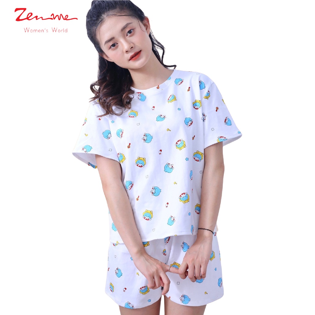 Đồ bộ mặc nhà nữ cotton Zen Me phong cách dễ thương dáng cộc tay cho mùa hè