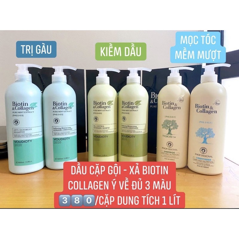 CẶP DẦU GỘI & XẢ KÍCH THÍCH MỌC TÓC VÀ PHỤC HỒI HƯ TỔN BIOTIN COLLAGEN NEW 1000ML