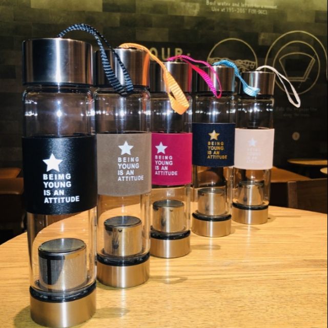 BÌNH NƯỚC THỦY TINH🍵CÓ NGĂN LỌC TRÀ-CAFE🍵 BÌNH NƯỚCTHỦY TINH 2 ĐẦU 450ML