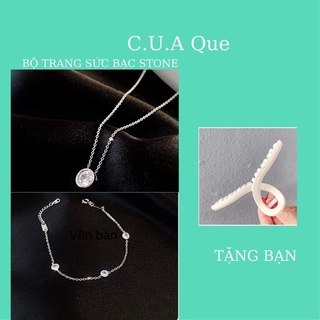 Set vòng cổ, vòng tay bạc stone c.u.a que 925