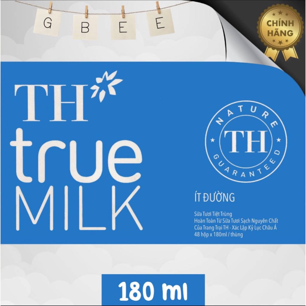 Thùng 48 hộp sữa tươi TH TrueMilk 180ml ( Ít Đường)