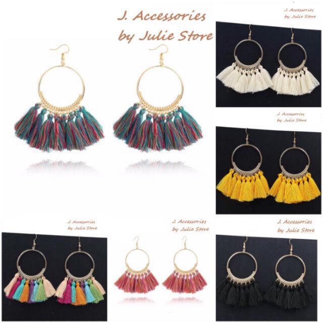 Bông Tai Khuyên Tai Nữ Đẹp Thời Trang Hàn Quốc Tua Rua Cá Tính Phong Cách Boho