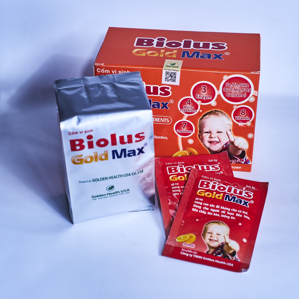 Men Vi Sinh BIOLUS GOLD MAX hỗ trợ tiêu hóa cho bé  Hộp 30 gói