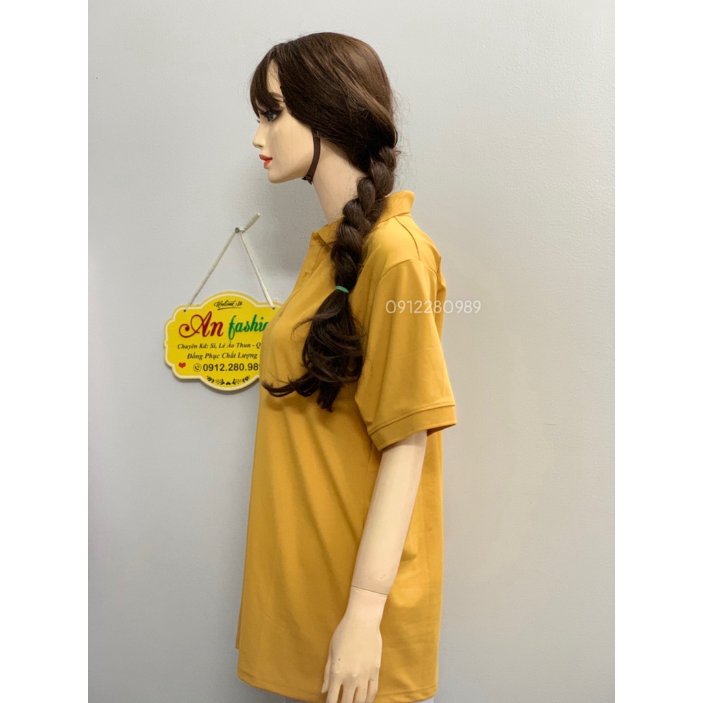Áo thun có cổ màu vàng đất vải poly Thái cao cấp cho nam nữ _ Hình chụp thật