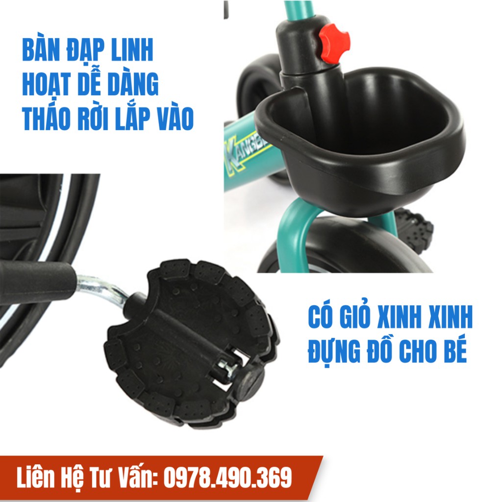 Xe đạp 3 bánh cho bé đa năng mẫu mới 2021 Happybaby khung to,bánh xe to chắc chắn.