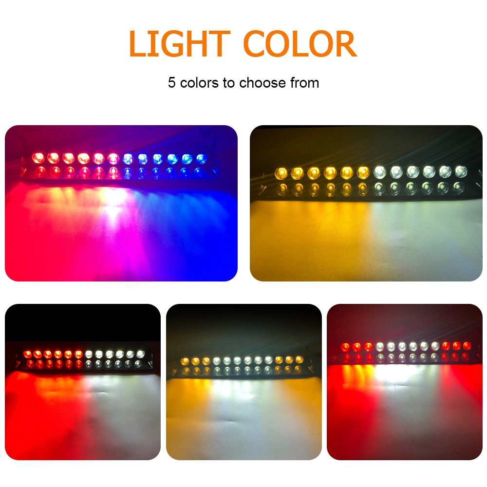 12 hạt LED Đèn xe Cảnh sát Đèn nhấp nháy Đèn cảnh báo khẩn cấp Đèn cảnh báo 14 Chế độ đèn nháy cho xe tải SUV