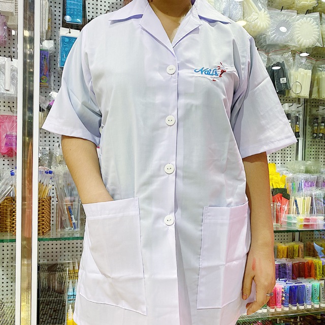 Áo nail màu trắng, áo khoác nail màu trắng đủ size