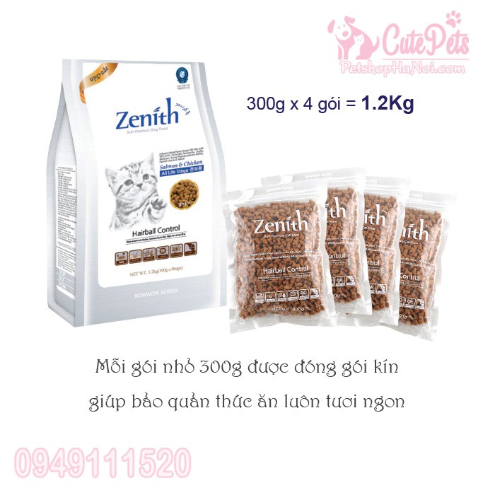 Hạt mềm tiêu búi lông Zenith Hairball 300g Dành cho mèo - CutePets Phụ kiện chó mèo Pet shop Hà Nội