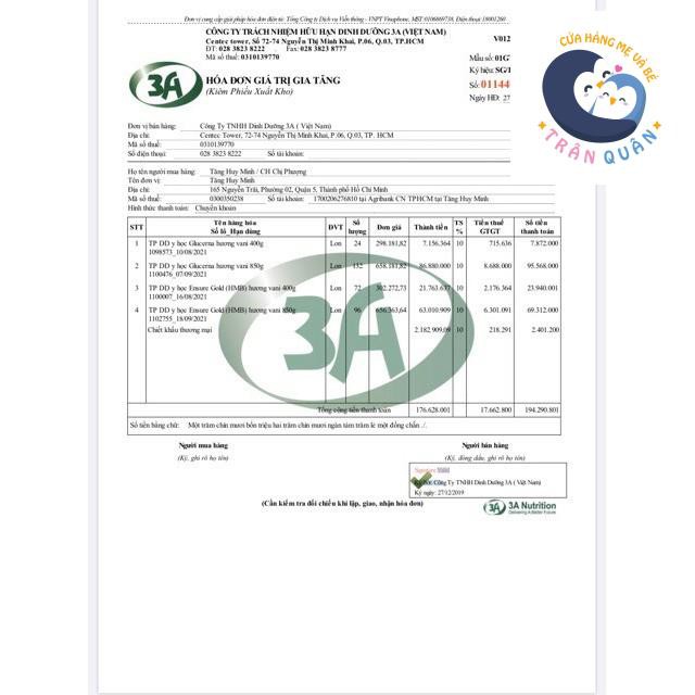 Sữa bột Ensure Gold (HMB) Trà xanh 850g