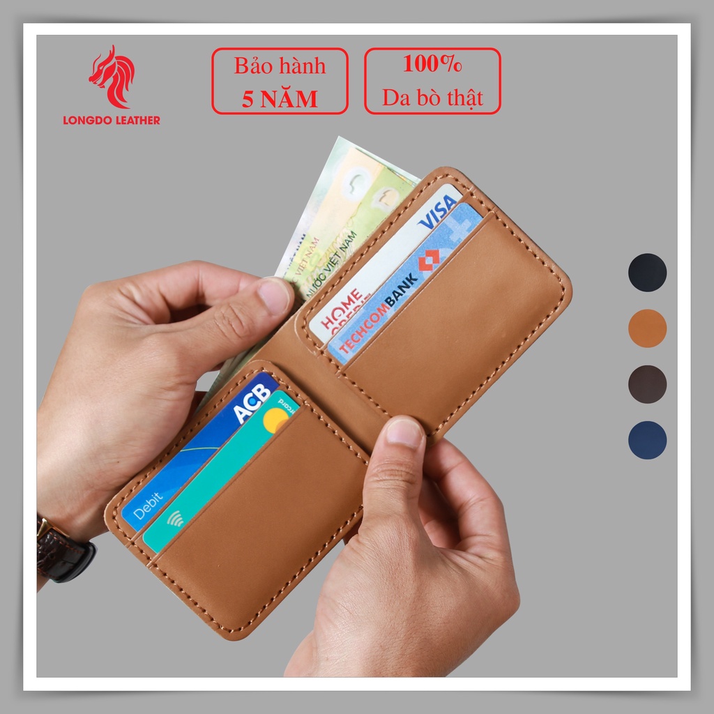 Ví da nam handmade da bò thật - Bảo hành 5 năm - Hàng chính hãng thương hiệu Longdo Leather - B03