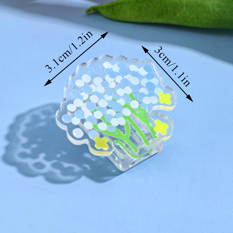 1 Giá Đỡ Giấy Ghi Chú Bằng Acrylic Trong Suốt Hình Hoa Nhỏ Đáng Yêu
