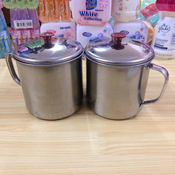 LY UỐNG NƯỚC INOX CÓ NẮP 10 cm ( 1 cái )