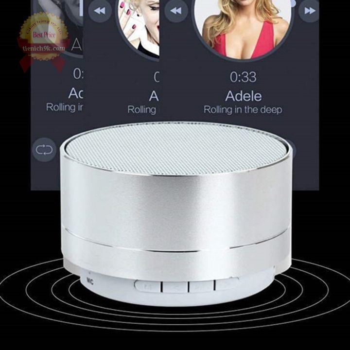 Loa bluetooth mini A10 Foxconn vỏ nhôm nhỏ gọn di động âm thanh tốt bass trầm ấm căng có đèn led nháy tròn