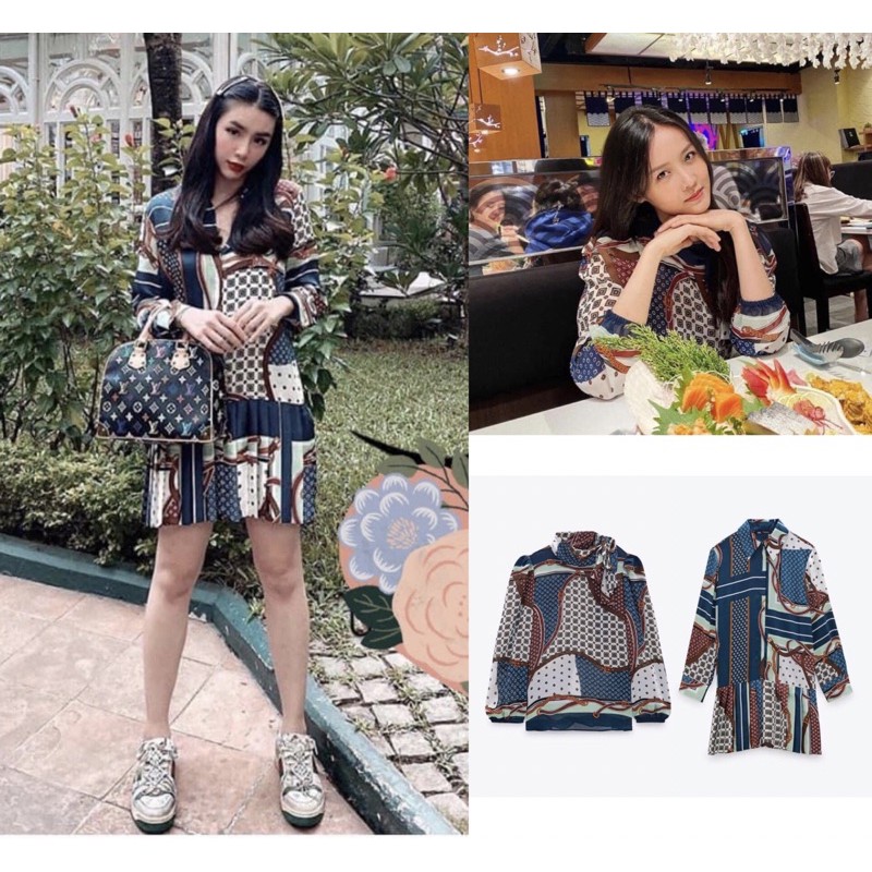 [ORDER-XUẤT TAG CHUẨN-ẢNH THẬT] Áo sơ mi/ Váy đầm mini Zara hoạ tiết xuất xịn