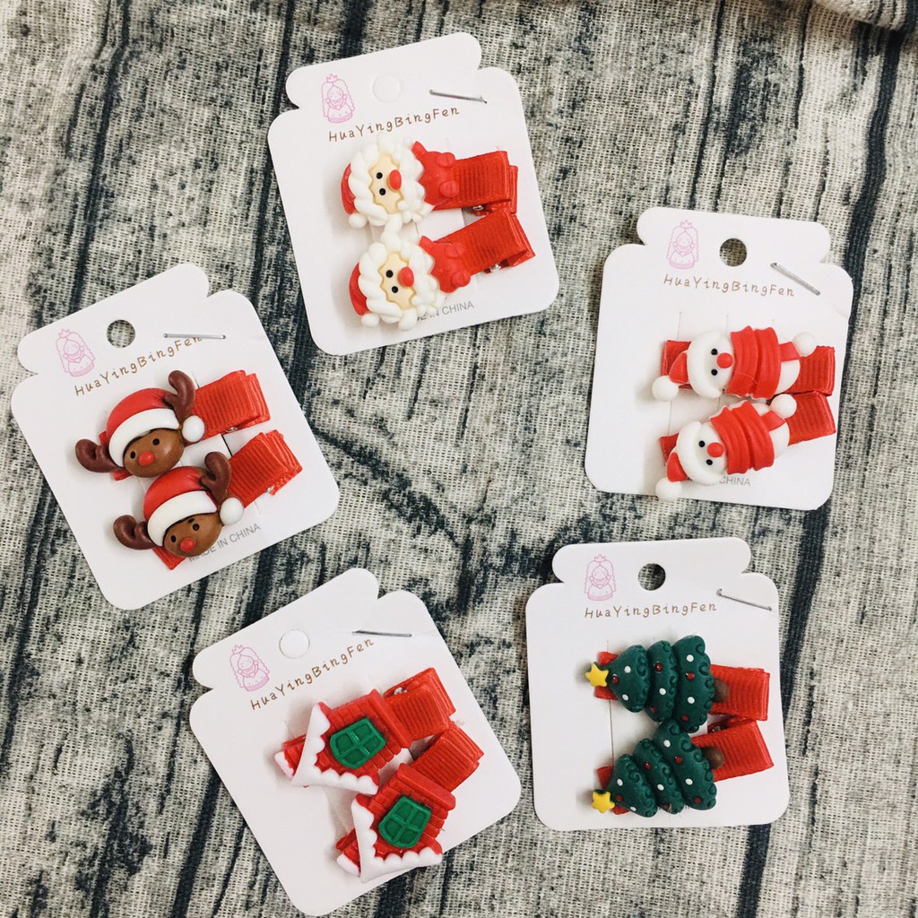 Set 10 kẹp tóc Noel Giáng sinh hoạt hình cao cấp loại 1 xinh xắn đáng yêu dễ thương cho bé gái