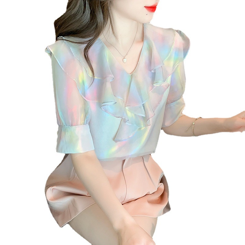 GT9342 Áo chiffon nữ hè tay ngắn hàng nhập