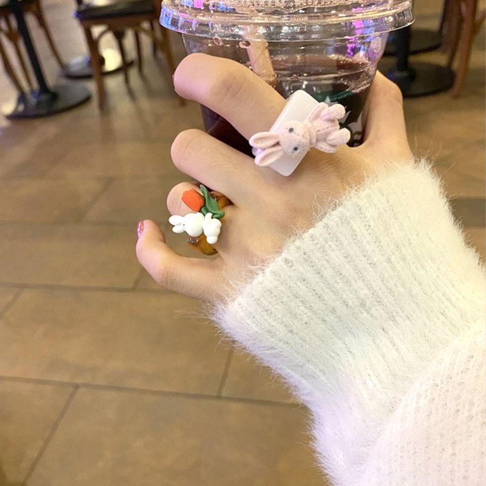 VANES1 Nhẫn Acrylic Chất Lượng Cao Dễ Phối Đồ Thời Trang Phong Cách Hàn Quốc Cho Nữ