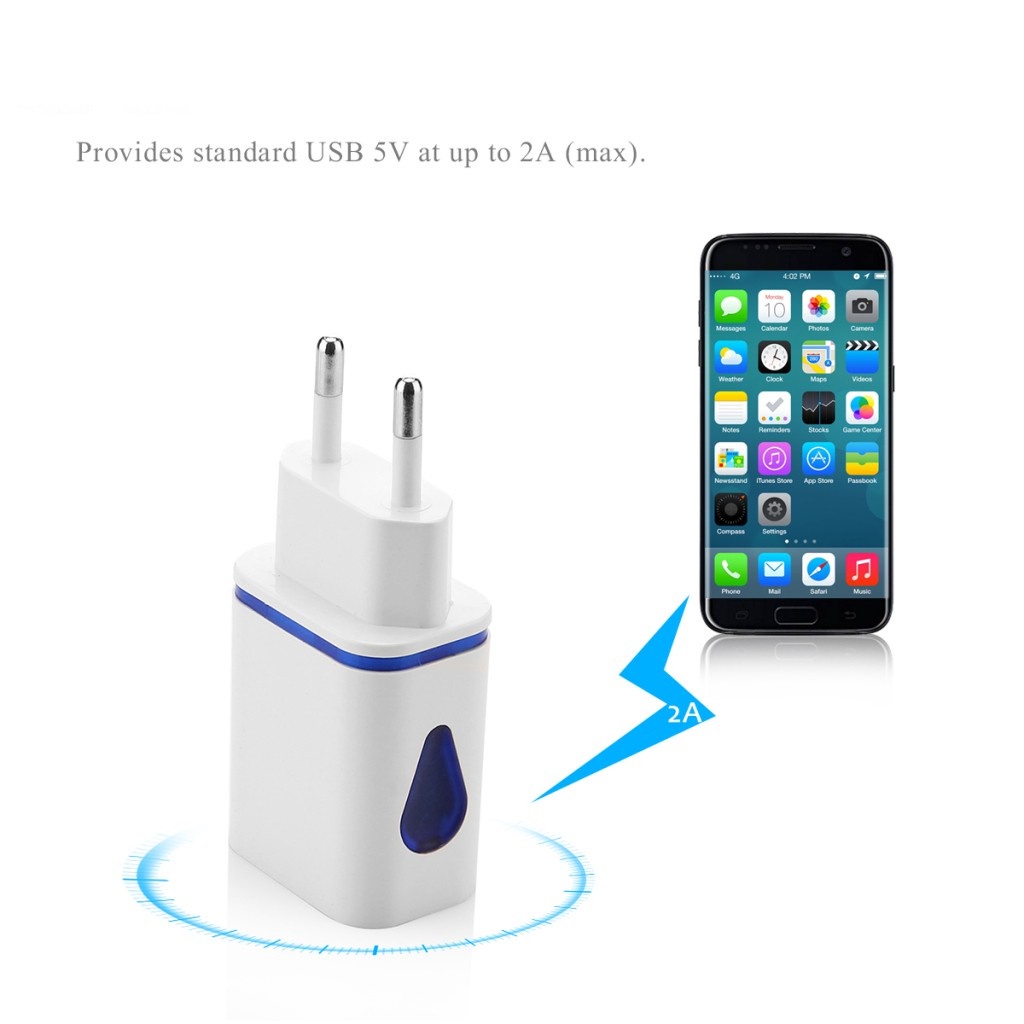 Cốc Sạc 2 Cổng Usb có đèn Led 5V - 2.1A siêu ngon cho mọi điện thoại smartphone SAMSUNG OPPO XIAOMI IPHONE SONY LG HTC