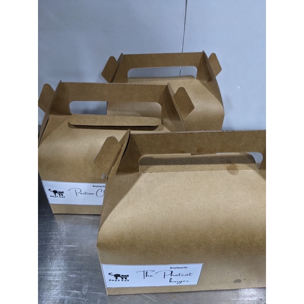 100 Hộp giấy kraft có quai xách đựng thức ăn ( gà rán, bánh) B204-N (22x14x10)