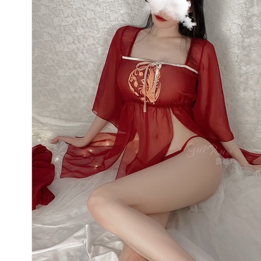 Váy ngủ/ Đầm ngủ xẻ tà phượng hoàng Cao cấp 1645