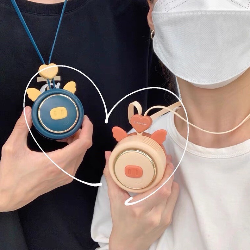 Quạt Đeo Cổ  USB Mini Tích Điện Không Cánh Tiện Lợi, Thời Trang, Dáng Thể Thao