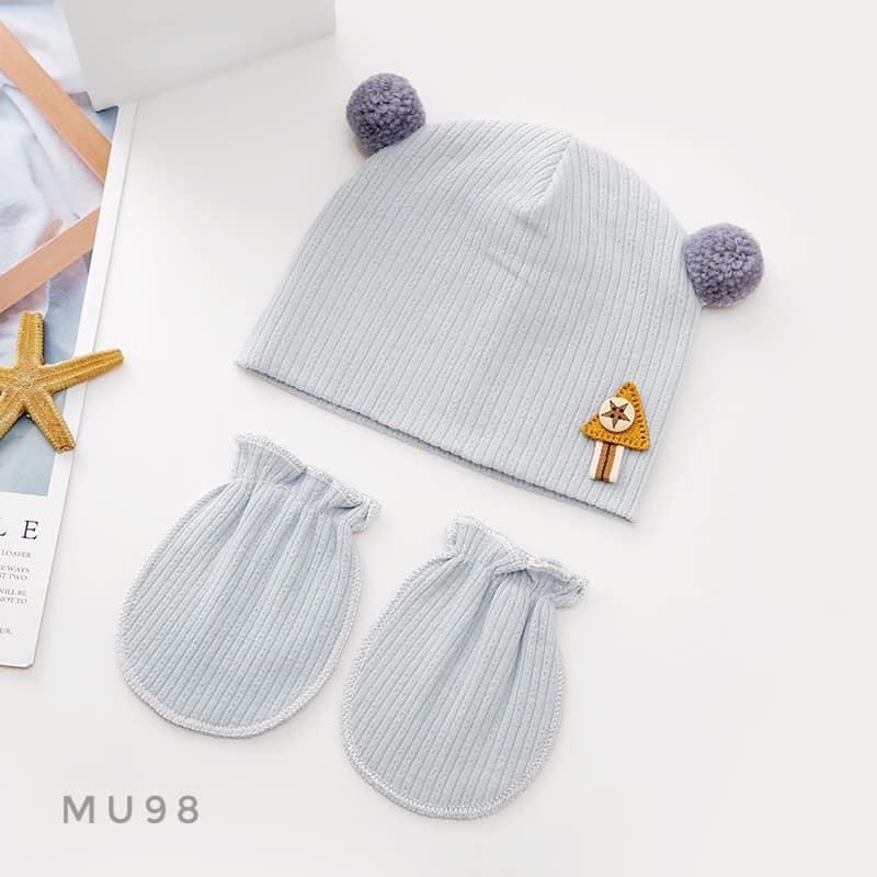 Set mũ bao tay len gân mỏng - MU98