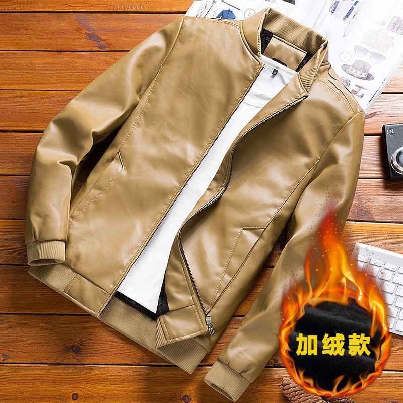 Áo Khoác Da Lót Nhung Dày Dặn Giữ Ấm Mùa Đông Phong Cách Hàn Quốc Cho Nam Giới | BigBuy360 - bigbuy360.vn