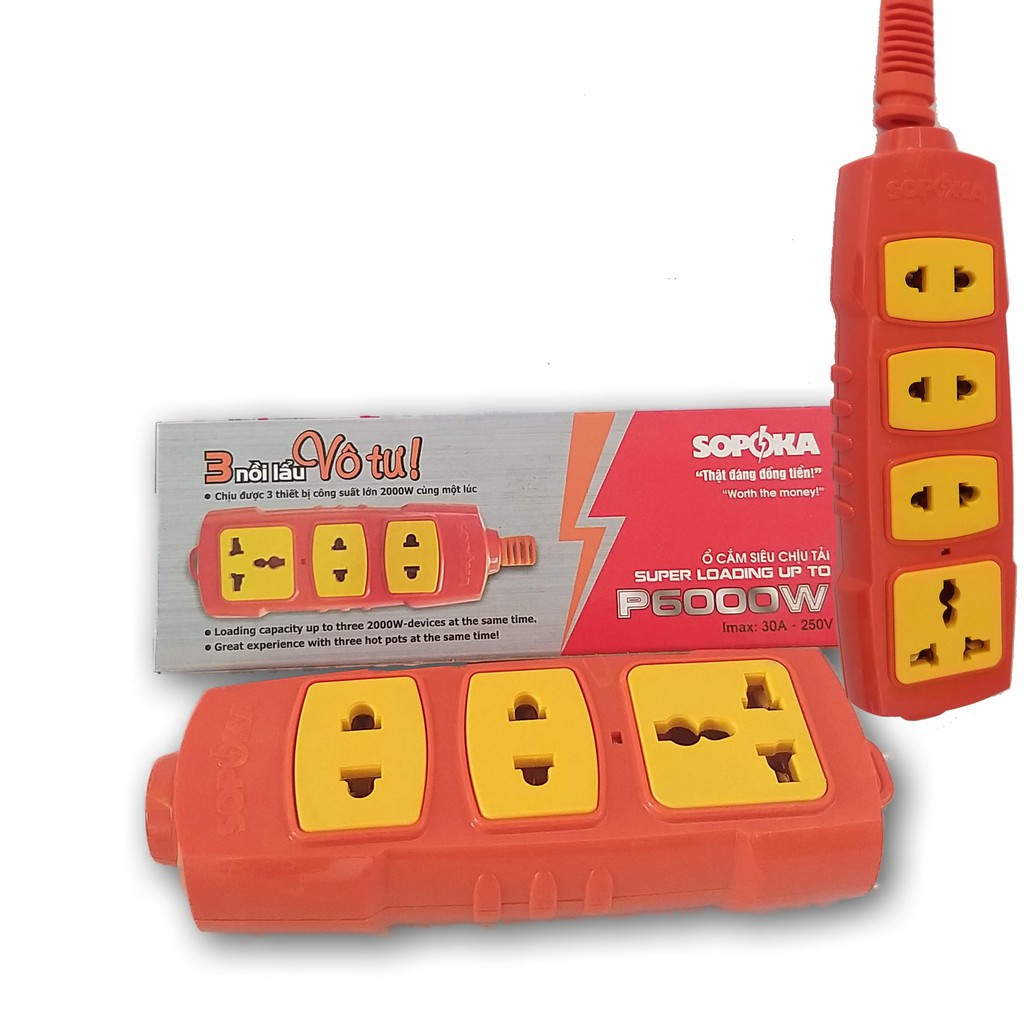 Ổ cắm điện siêu chịu tải 3 lỗ Sopoka