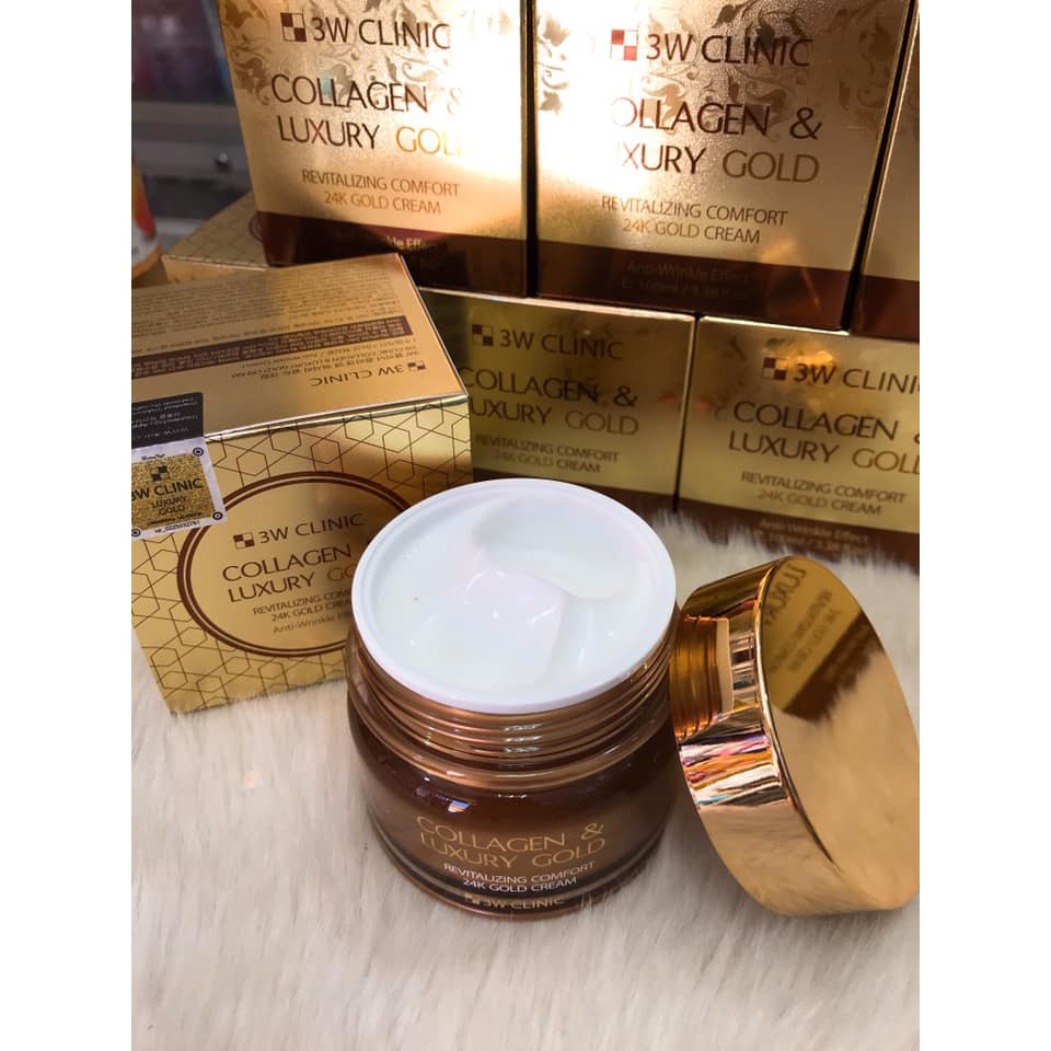 (100ml) KEM DƯỠNG TRẮNG VÀ TÁI TẠO DA 3W COLLAGEN & LUXURY GOLD HÀN QUỐC