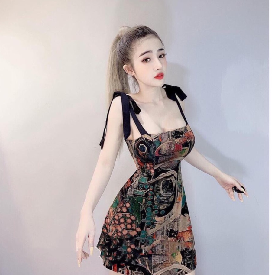 Đầm Nữ Hai Dây In Nền Họa Tiết Thời Trang Dáng Xinh Phù Hợp Đi Tới Sự Kiện, Tiệc ,Đi Chơi Phố stclothing