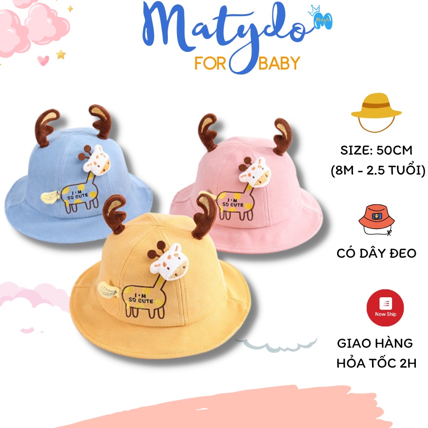 Mũ nón bucket vành tròn cho bé hình hươu cao cổ xinh xắn phụ kiện trẻ em 50cm
