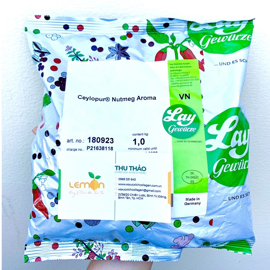 1Kg Bột chiết xuất nhục đậu khấu CEYLOPUR NUTMEG AROMA hàng Đức tạo mùi vị đặc trưng cho xúc xích, thịt nướng