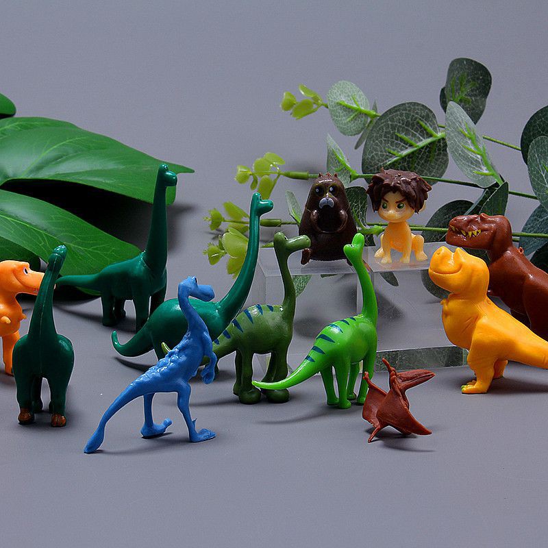 Bộ 12 mô hình nhân vật khủng long mini xinh xắn trang trí bánh