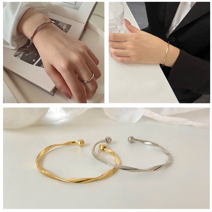 Vòng Tay Họa Tiết Gợn Sóng Thiết Kế Hở Đơn Giản Thời Trang Cho Nữ