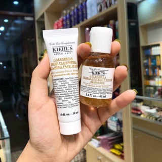 Sữa rửa mặt và toner hoa cúc Kiehls mini
