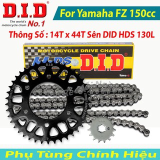 Bộ nhông sên dĩa did yamaha fz, exciter 150cc sên đen 130l 10ly thái lan 14t x 44t