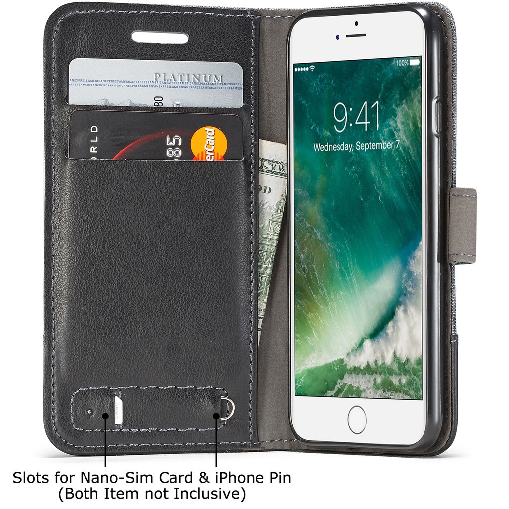 Bao da nắp gập chất liệu canvas cho IPhone 5 5S 6 6S 7 7p 8 8 Plus | BigBuy360 - bigbuy360.vn