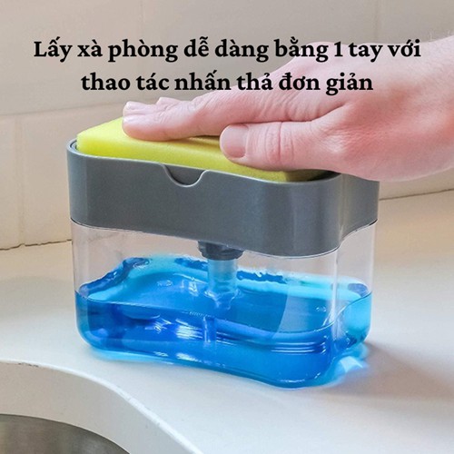 Hộp đựng xà phòng SALE Bình đựng nước rửa tay rửa chén bát thông minh 2 trong 1 có vòi nhấn tạo bọt tiện dụng