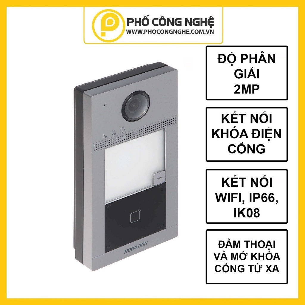 Camera chuông cửa IP Hikvision DS-KV8113-WME1 độ phân giải 2MP, có kết nôi wifi, cấp nguồn PoE