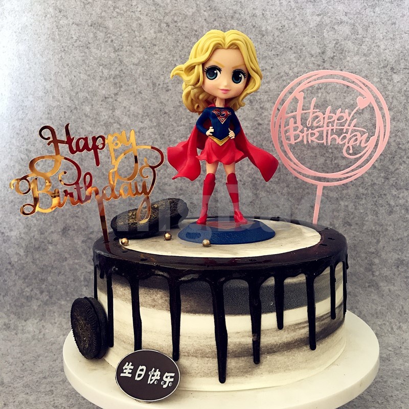 Set 10 Que Nhựa Chữ Happy Birthday Màu Vàng/Bạc/Đen Trang Trí Bánh Kem