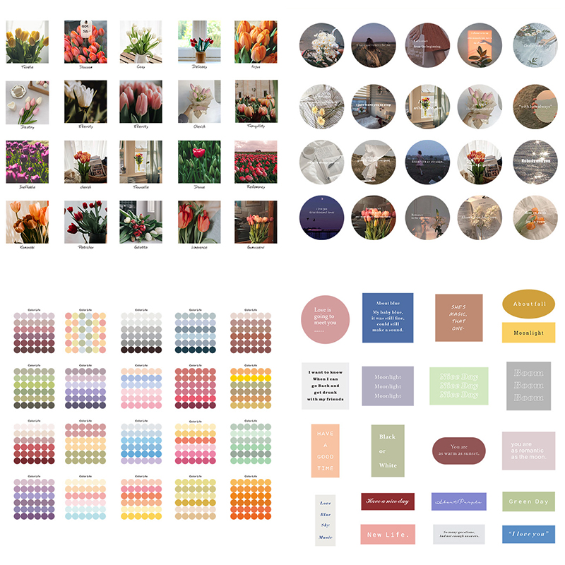 Bộ 40 miếng dán trang trí sổ lưu bút nhiều họa tiết dễ thương tùy chọn