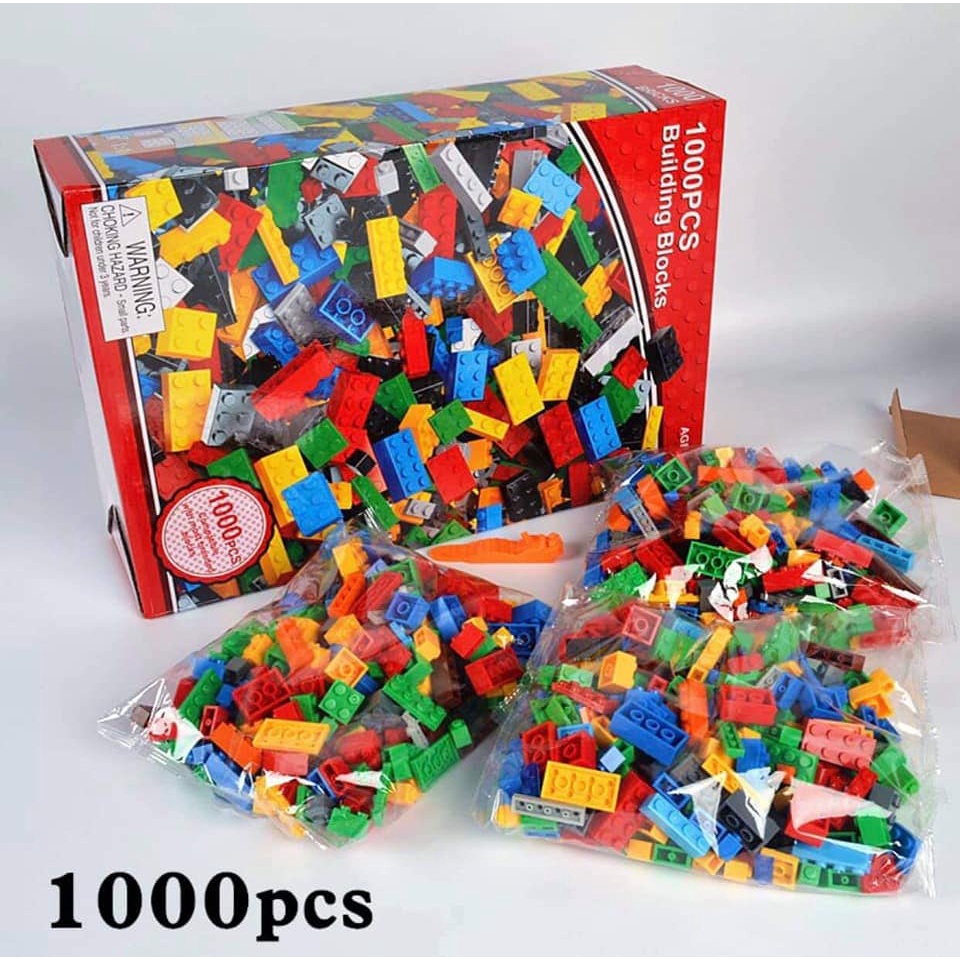 Hộp 1000 miếng lego xếp hình loại to - Quà tặng giúp phát huy tư duy sáng tạo logic cho trẻ.
