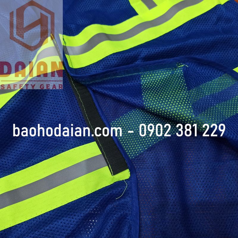 Áo phản quang lưới miếng dán màu xanh dương