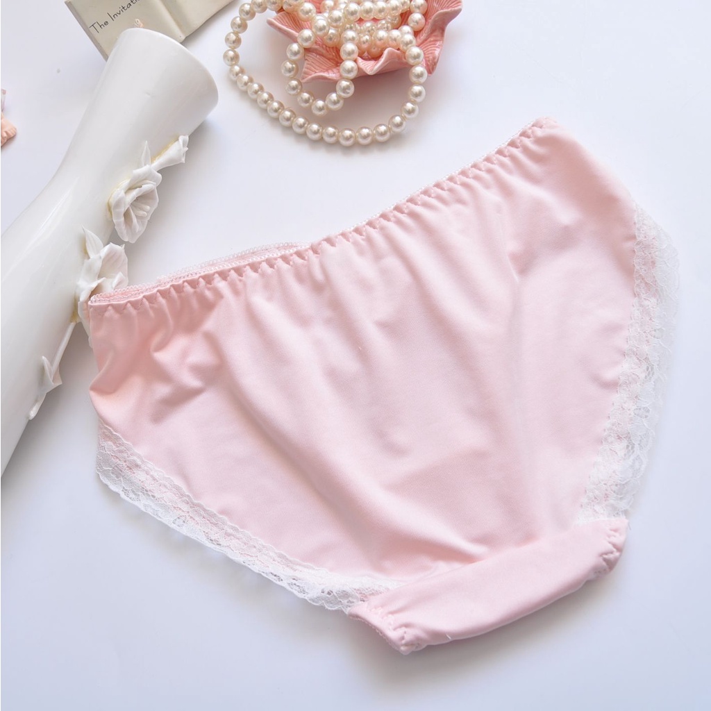 Quần Lót Tam Giác Cạp Vừa Bằng Lụa Sữa Thêu Họa Tiết Hoa Sen Tươi Mới Nhật Bản Dễ Thương Cho Nữ Sinh