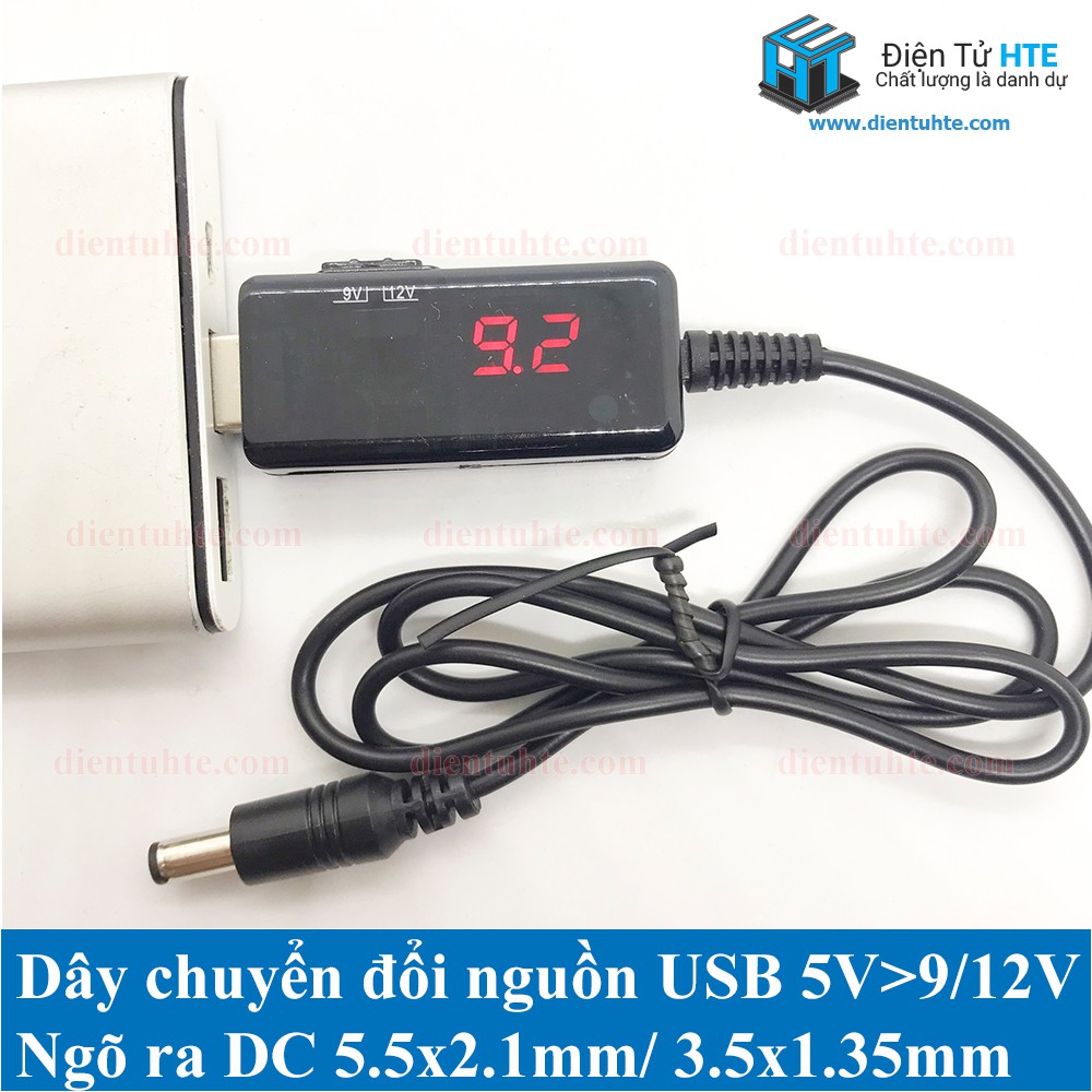 Dây chuyển đổi nguồn USB 5V sang 9V 12V loại tốt KWS-912V [HTE Quy Nhơn CN2]