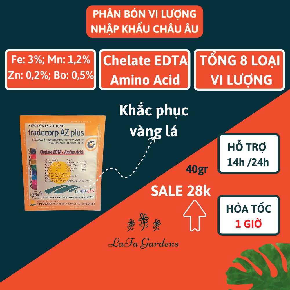 Phân bón vi lượng cho hoa hồng - Amino AZ Plus bổ sung vi lượng sắt, mangan, đồng, kẽm thiết yếu cho cây trồng