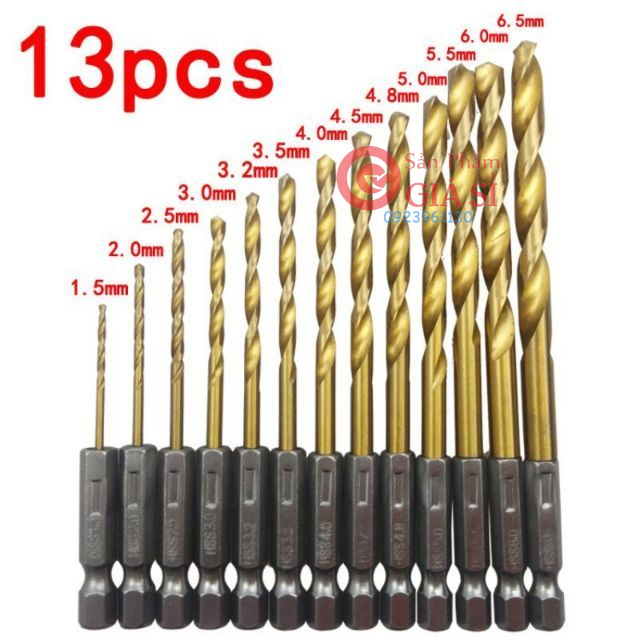Bộ 13 mũi khoan HSS đuôi lục giác ❤️freeship❤️
